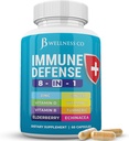 Immune Support 8 in 1 Capsules - çinko Supplement, Vitamin D3, C ve Elderberry - Echinacea, Ginger Root ve Turmeric
