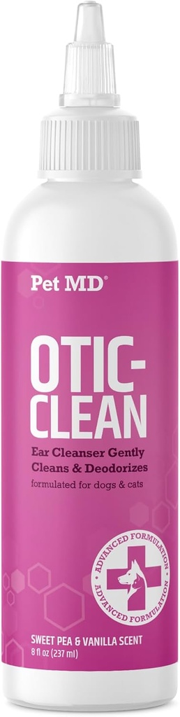 Pet MD Otic Temiz Köpek Kulakları Kediler ve Köpekler için Daha Temiz - Enfeksiyonlara Etkili, kaşıntı ve Kontroller Odor - 8 oz