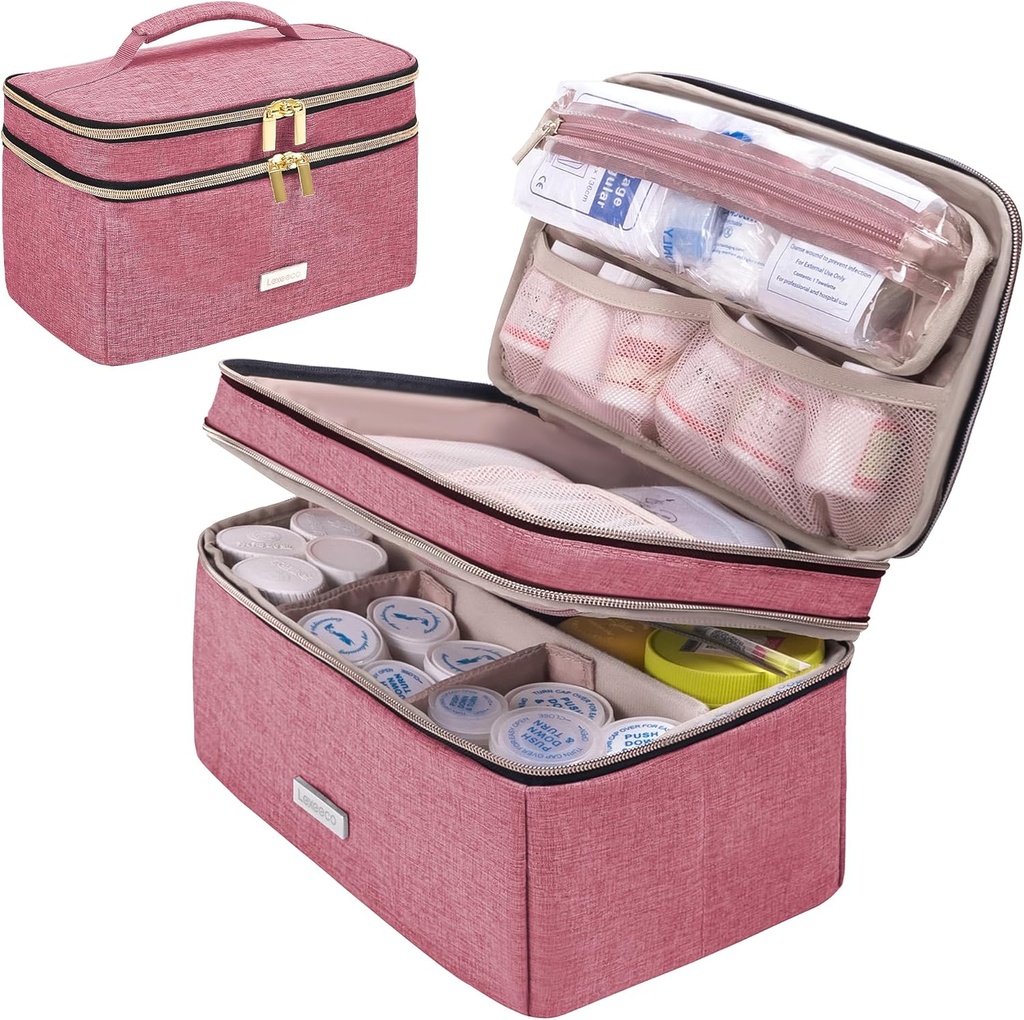 Tıp Depolama Bag Pill Şişe Organizer, Portatif Küçük Pouch Seyahat İlaçları Acil Ev İlk Yardım Kutusu Kit (Red) için Plastik Organize (Red)