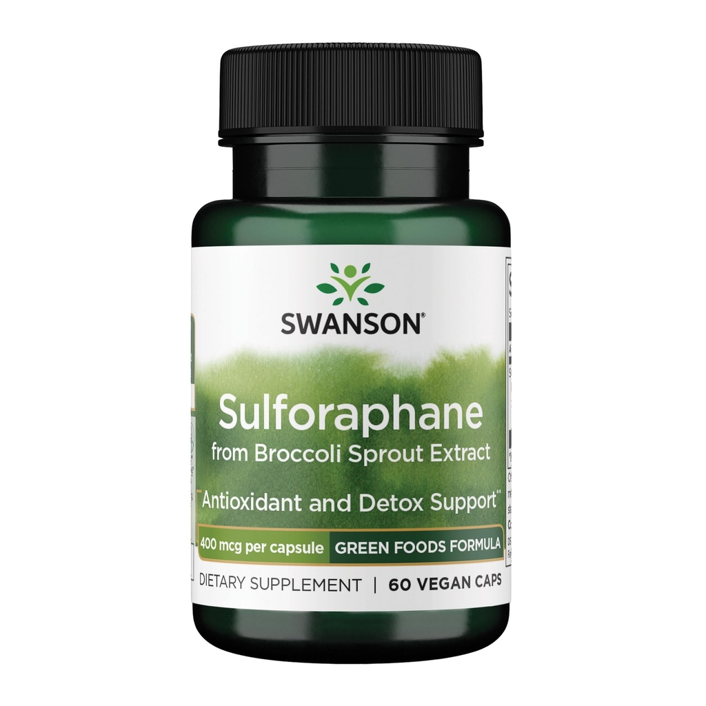 Swanson Sulforafane - Broccoli Sproout Extract Υποστηρικτικό Κυτταρικό, GI Tract, και Ηπατική Υγεία - Φυσικό συμπλήρωμα Τυποποιημένο σε 0,4% Sulforafane - (60 κάψουλες Veggie, 400mcg Κάθε)
