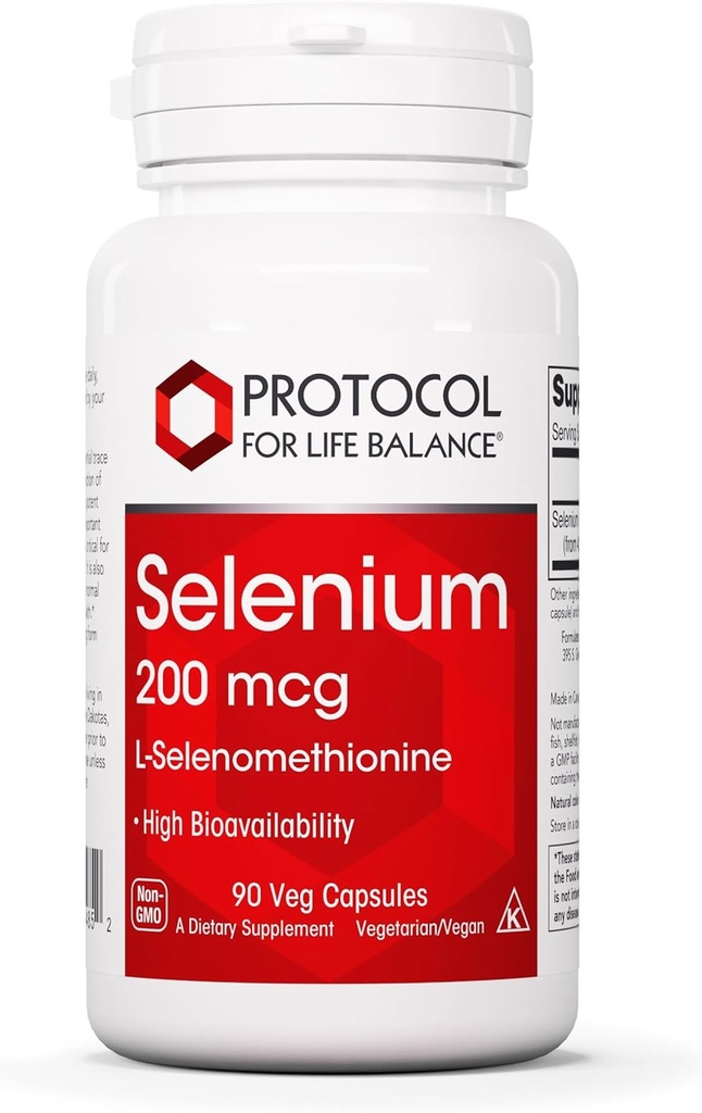 Protokol Selenium 200mcg - Immune Support, Thyroid & Prostate Health* - Selenium Supplements - Vegetarian, Kosher & Halal - 90 Veg Caps