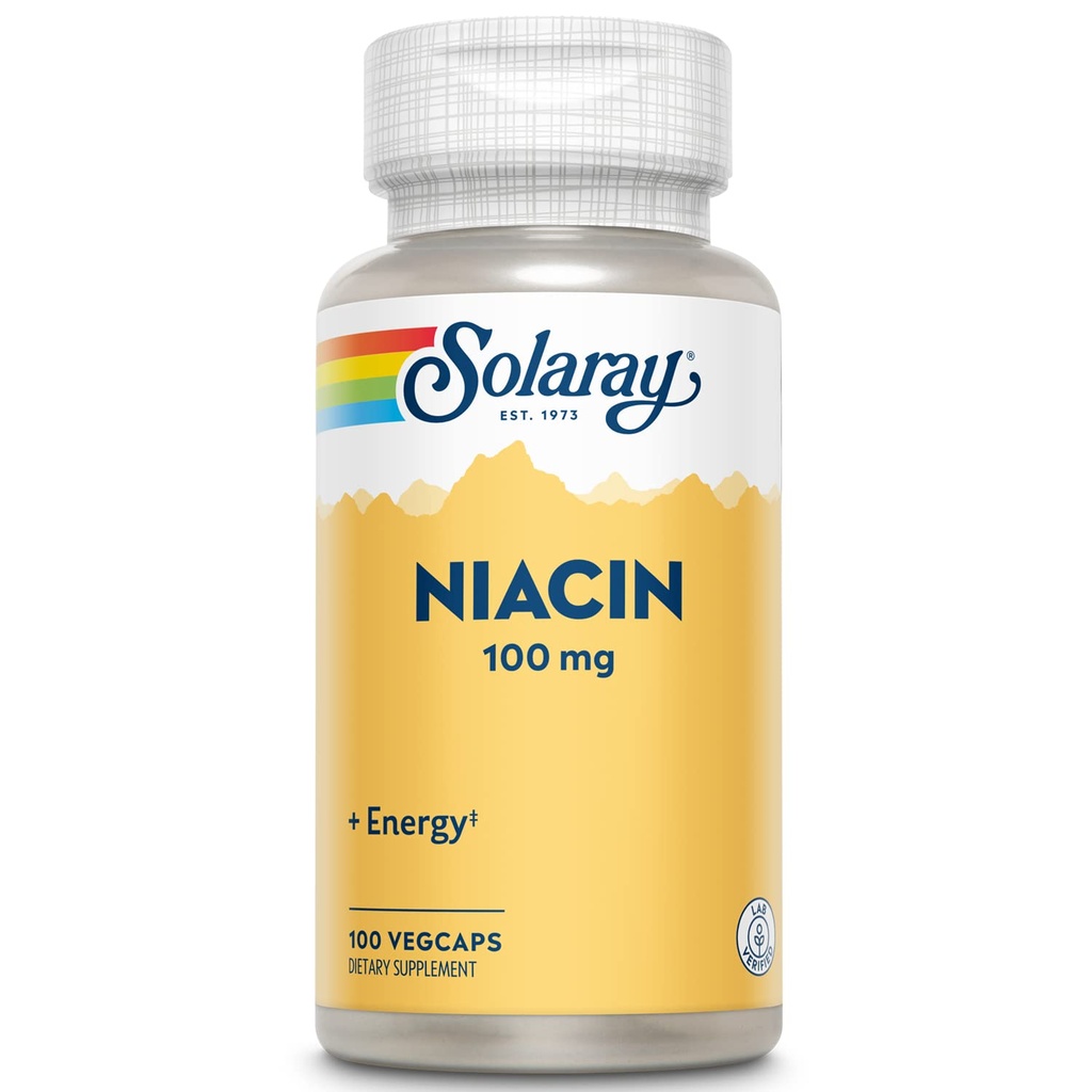 SOLARAY Niacin 100 mg, B3 | Skin Health, Nervous System & Circulation Support | 100ct