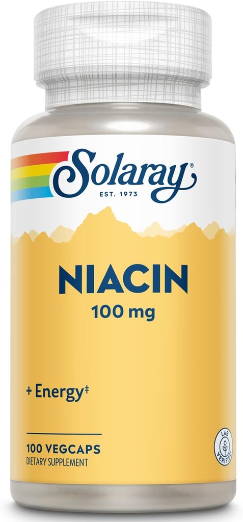 SOLARAY Niacin 100 mg, B3 | Skin Health, Nervous System & Circulation Support | 100ct
