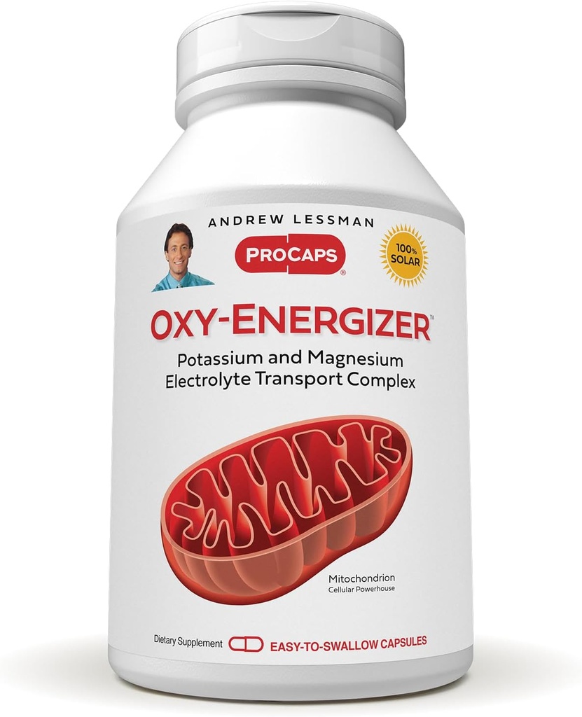 ANDREW LESSMAN Oxy-Energizer 180 Capsules - Two Vital Electrolyte-Minerals Pyum-Magnesium Aspartate-Citrate Komple Hücre Enerji Üretimini Desteklemek için Kompleks. Katkı yok