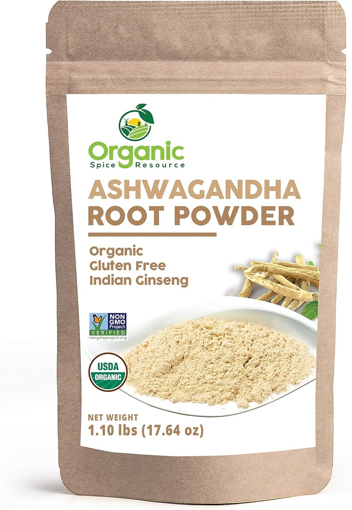 Organik Ashwagandha Kök Toz - 1.10 lbs (17.64 oz) | Resealable Kraft Bag,Non-GMO, Hint Ruleti, Withania Somnifera -% 100 Raw from India, by SHOPOSR