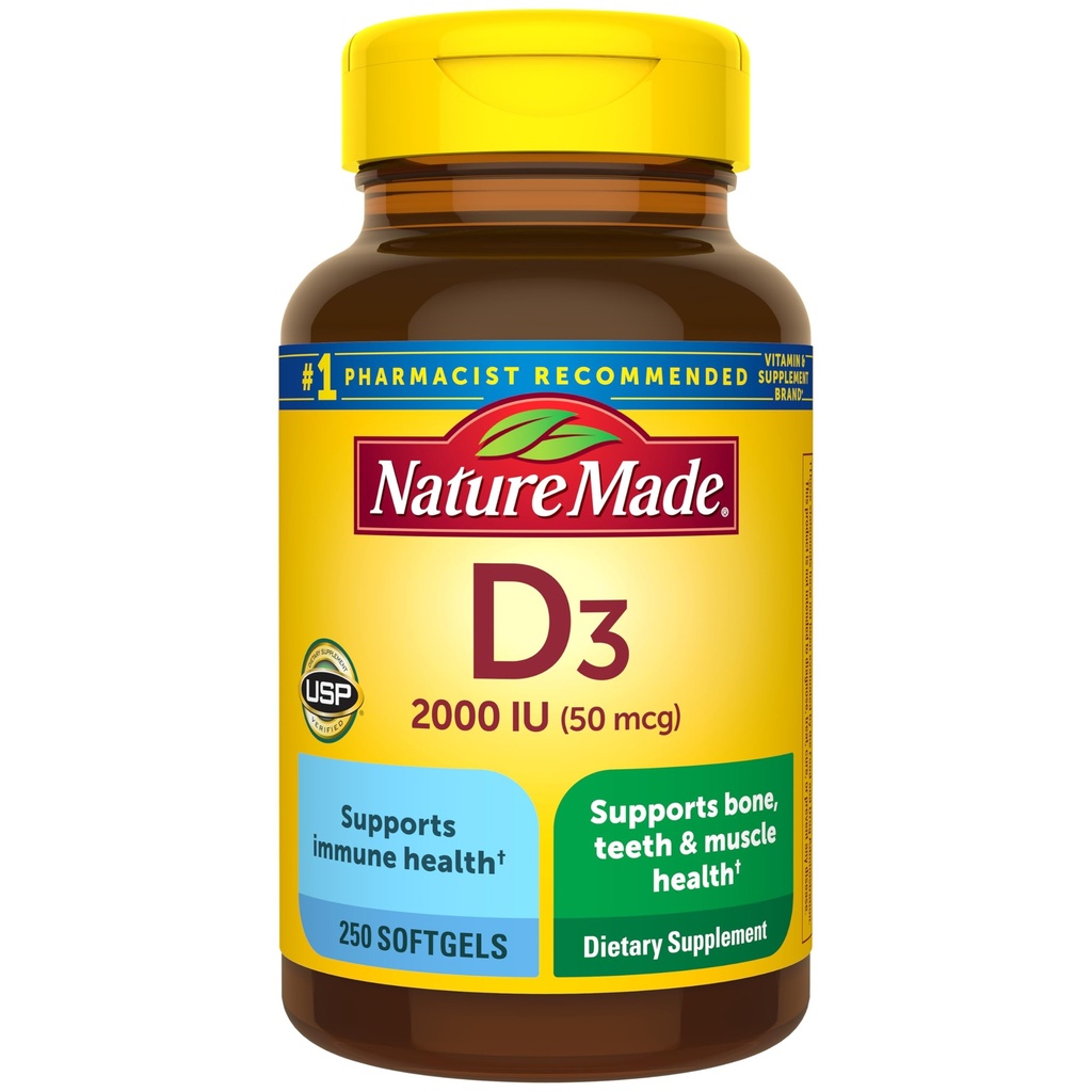 Doğa D3 2000 IU (50 mcg), Kemik, Diş, Kas ve Immune Health Support, 250 Softgels, 250 Day Supply