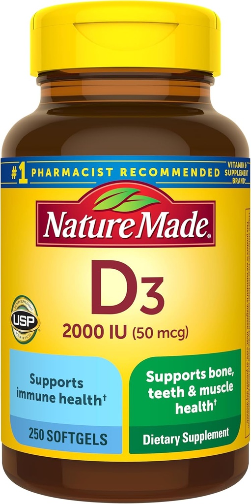 Doğa D3 2000 IU (50 mcg), Kemik, Diş, Kas ve Immune Health Support, 250 Softgels, 250 Day Supply