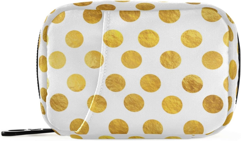 Naanle Gold White Polka Dot Pill Box 7 Day Case Bag Travel Organizer with Surface Portable Weekly Compact Boyut for Vitamin Supplementrec A Dots Golden 4.6 x 3.14 x 1.88 inç 0.12 kilogram