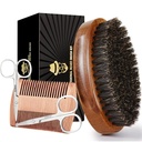 Sosoon Beard Finger for Men, 100% Pure Boar Bristle Beard, Beard Grooming Set Including Beard Comb, 2 Apples Mustache Scisors ve Travel Bag