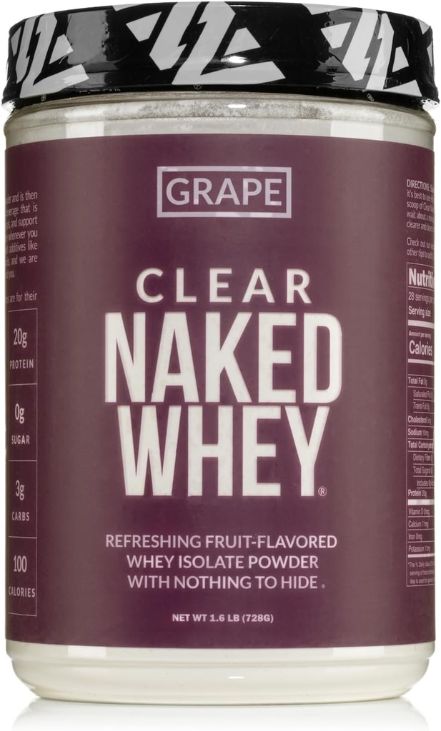 Διατροφή NAKED Καθαρή γυμνή σκόνη πρωτεΐνης Whey Isolate, Grape Flavor, Iso Protein Powder, χωρίς Gmos ή τεχνητά γλυκαντικά, χωρίς γλουτένη, χωρίς σόγια - 28 Σερβιέτες