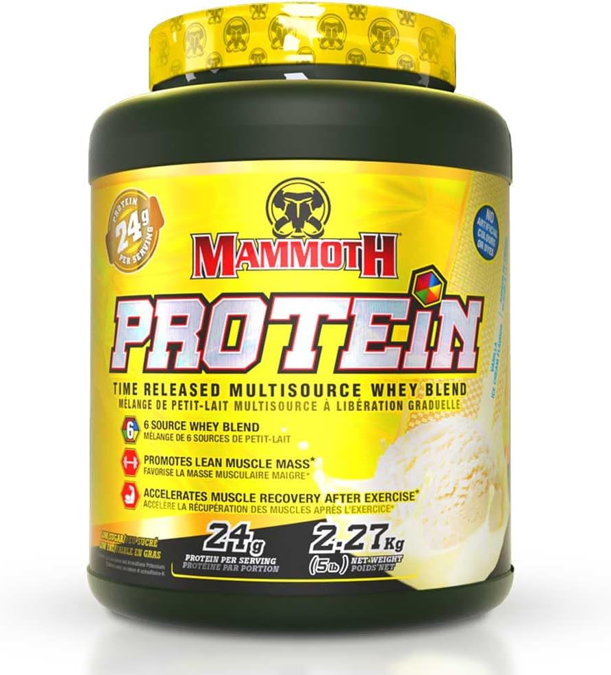 MAMMOTH PROTEIN POWDER, YÜKSEK PROTEIN SHAKE, SATILIK SOURCES, LOWGAR, Vanila, 5 LBOLYZED WHEY & MILK PROTEIN ISOLATE, CASEIN, 6 BIOAVAILABLE DAIRY PROTEIN SOURCES, LOWGAR, Vanila, 5 LB