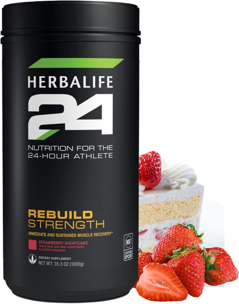 HERBALIFE24 Rebuild Strength: Φράουλα Shortcake (1000G), Διατροφή για τον 24ωρο αθλητή, Ανακατασκευή Lean μυών, Υποστήριξη Ανοσοποιητική λειτουργία, Φυσική Γεύση, Δεν Τεχνητό γλυκαντικό