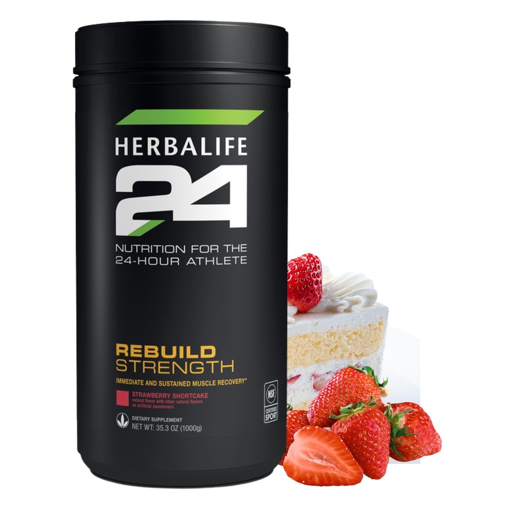 HERBALIFE24 Rebuild Strength: Strawberry Shortcake (1000 G), 24 Saat Savaşçısı için Beslenme, Rebuild Lean Muscle, Support Immune Function, Natural Flavor, No Yapay Sweetener