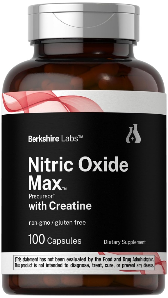 Horbäach Nitric Oksit Supplement with Tinatine | 100 Capsules | L Citrulline, L Arginine, and Kretine Monohidrat | Non-GMO, Gluten Free | Berkshire Labs