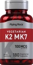Piping Rock K2 MK7 Vitamin Supplement | 100 mcg | 180 Vegetarian Capsules | Kadınlar ve Erkekler için | Non-GMO, Gluten Free Free