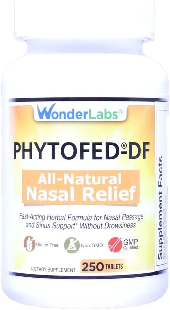 Wonder Laboratories Phytofed-DF All-Dosal Nasal Relief ve Decongestant, 250 Tablet