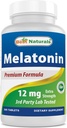 En İyi Doğallar Melatonin 12 mg (1 Yıl Supply) - Uyuşturucu-Free Nighttime Sleep Aid - Uyku ve Rahatlama için Melatonin, 365 (365 Kont)