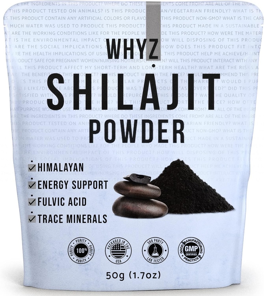 WYZ Shilajit Powder, 50g (1,7 oz), Shilajit Καθαρό Ορυκτό Ιμαλαΐων με Fulvic Acid Powder, Pure Shilajit και Fulvic Minerals Compound for Immune Support and Energy Supplement, 200 Services