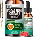 Citrate κάλιο Υγρές σταγόνες,Potassium συμπλήρωμα 1000mg Liquid Support Μυϊκό Κραμπ Ανακούφιση, Heart Health and Sleep,Υψηλά απορροφήσιμο για ενήλικες γυναίκες & άνδρες, Vegan, 30 υπηρεσίες