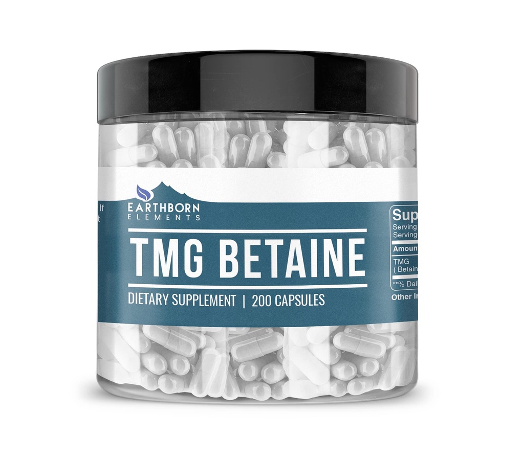 Earthborn Elements TMG Betaine Anhydrous Trimethylglycine 200 Κάψουλες, καθαρό & μη αραιωμένο, χωρίς πρόσθετα