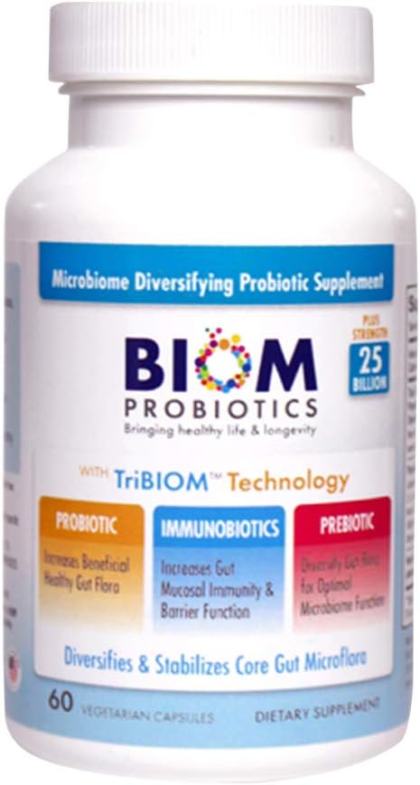 Biom Probiyotiks 3-in-1 Formula (Cold Shipped) 25 Milyar Flora Probiyotikleri, Daha İyi Immune Desteği için Prebiyotikler ve Immunobiyotikler - Gut Microflora ve Microbiome - Erkekler ve Kadınlar için