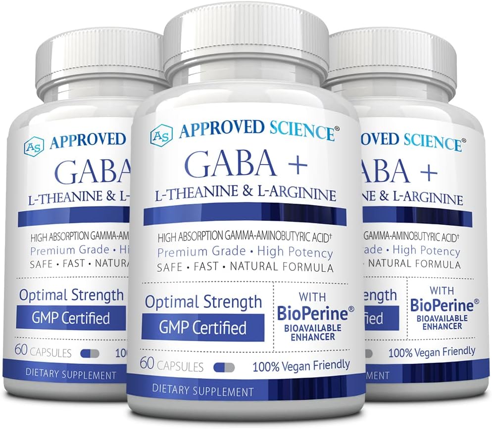 Onaylanmış Bilim GABA+ - Calm, Uykuyu Geliştirmek, Boost Mood - GABA, L-Theanine, L-Arginine, Vitamin B6, BioPerine - High Abors - 180 Capsules - Vegan
