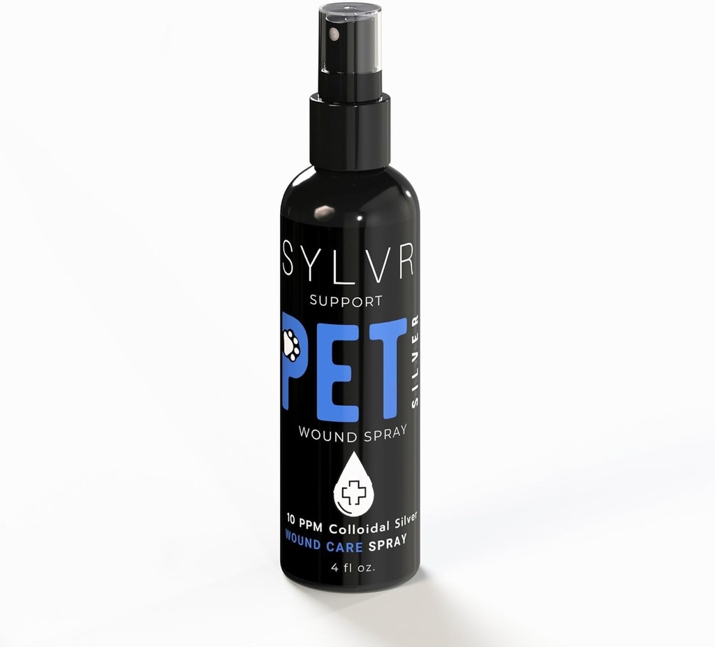 SYLVR WELLNESS- Colloyal SilverSol Pet, Dog, Cat, Wound & Skin Spray με Nano Silver, Made in USA, All Natural (4 oz.)