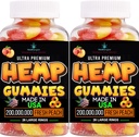 2Pack Hemp Gummies-Premium Hemp Oil Peach Ring Gummy Bears-Aches, Back-Gomitas para Dormir-peace and Relaxation- Made in USA