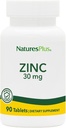 NaturesPlus Zinc Tablets - 30 mg, 90 Vegetarian Tablets - Συμπλήρωμα ανοσοποιητικού συστήματος για Κυτταρική Ανάπτυξη & Επισκευή - Προάγει την Υγιή Διέγερση, Μεταβολισμός & Όραμα - Χωρίς Γλουτένη - 90 Σερβιέτες
