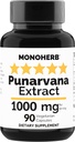 MONOHERB Punarvana 1000 mg - 90 Vegetarian Capsules - Ayurvedic Punarnava Supplement - Boerhavia Diffusaa