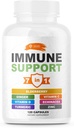 SIRUNES Immune Booster - Ανοσία Υποστήριξη πολυβιταμίνη - Βιταμίνη C και D3, Elderberry, Zinc, Echinacea, Ginger, Turmeric - Αντιοξειδωτικό, Ενέργεια και Vigor, Brain Boost (Κάψουλες Υποστήριξης Αιμούν)