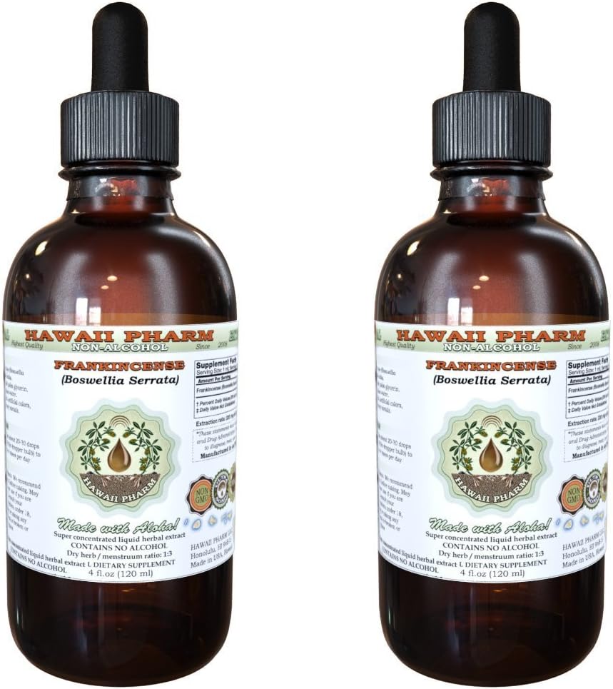 Frankincense Alkol Özgür Sıvı Ekstraksiyon, Frankincense (Boswellia Serrata) kuru temizleme Glycerite Hawaii Pharm Natural Herbal Supplement 2x4 ozz