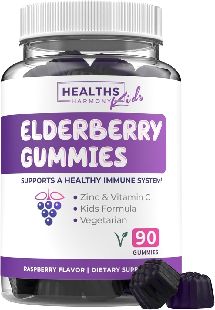 Sambucus Elderberry Gummies for Kids - Kids Immune Support Gummies with Black Elderberry Vitamin C and Zinc for Daily and Seasonal Wellness - Vegan Non-GMO & Lab Επαληθευμένο (3 Μήνες Προσφορά)