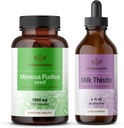 HERBAMAMA Mimosa Pudica ve Milk Butle Kit - 1000 mg Mimosa Pudica Capsules & Milk Butle Tincture 4 fl oz - Vegan, Non-GMO, Sugar & Alkol-Free - 2 Pack