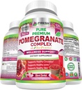 Premium Pomegranate Juice Toz Supplement 1200 mg, Sağlıklı Kan Basıncı, Ortaklar, Skin & Anti Aging with Bioperine Black Pepper, Powerful Anti withoxy C & K, 120 Vegan Capsules