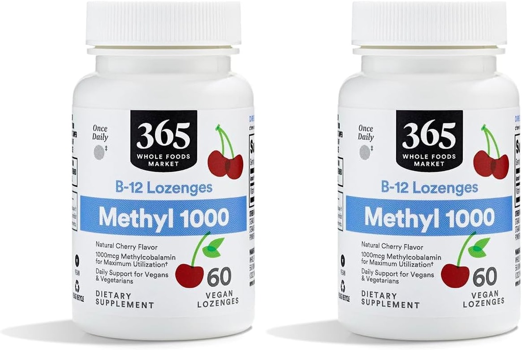 Ολόκληρη αγορά τροφίμων, Methyl B-12 Lozenges 1000mcg, Cherry Flavor, 60 ct (πακέτο του 2)