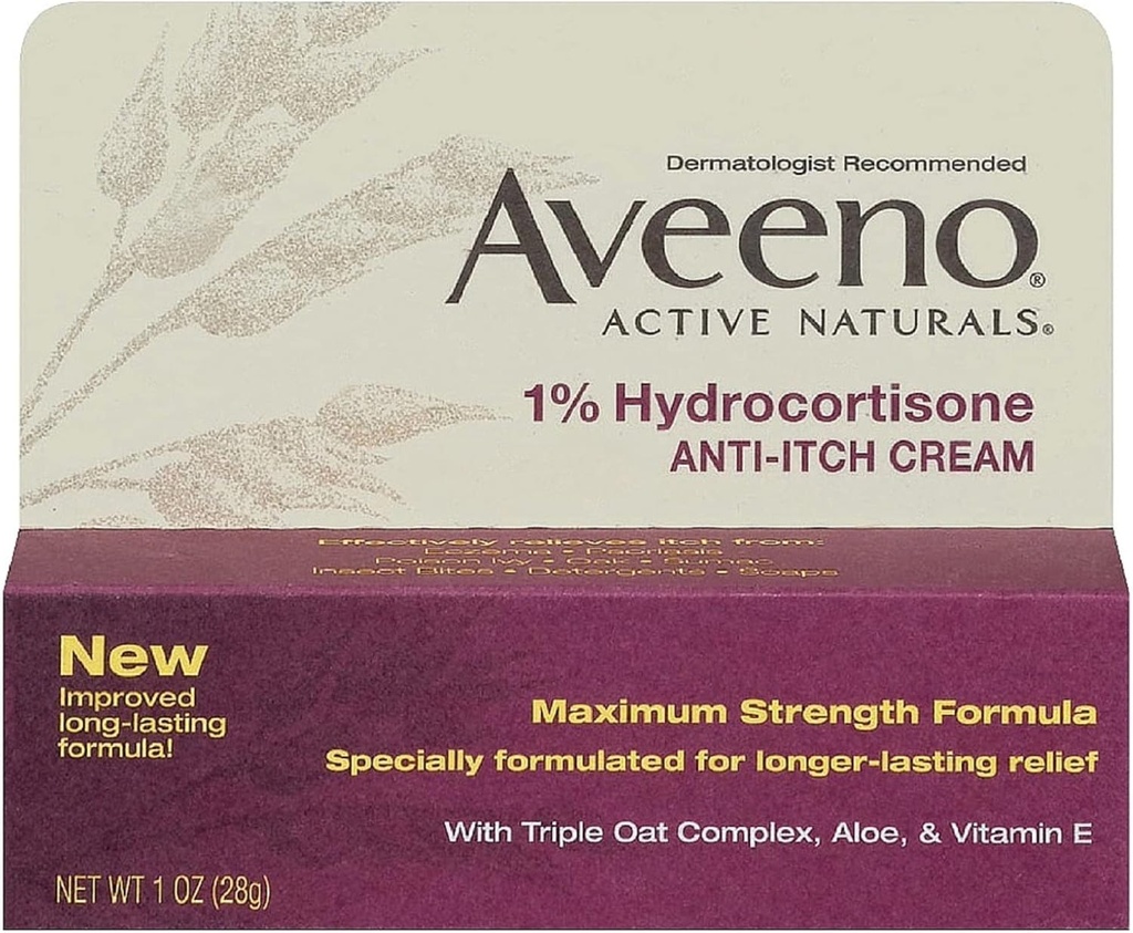 Aveeno 1% Hydrocortisone Anti-Itch Cream, 1 Oz (πακέτο των 3)