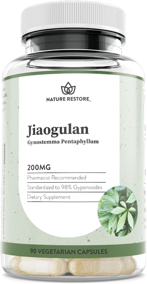 Jiaogulan Ekstraksiyon Tamam, Gynostemma Pentaphyllum 98 Percent Gypenosides, Natural AMPK Activator, GMO, Gluten Free, 90 Gynostemma Capsules, Vegan