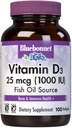 Bluebonnet Beslenme Vitamin D3 1000 İ Softgels, Kas ve Skeletal Büyümede Yardımcılar, Balık Yağı'ndan Cholecalciferol, Gluten Ücretsiz, Soy Free, Dairy Free, 100 Softgels