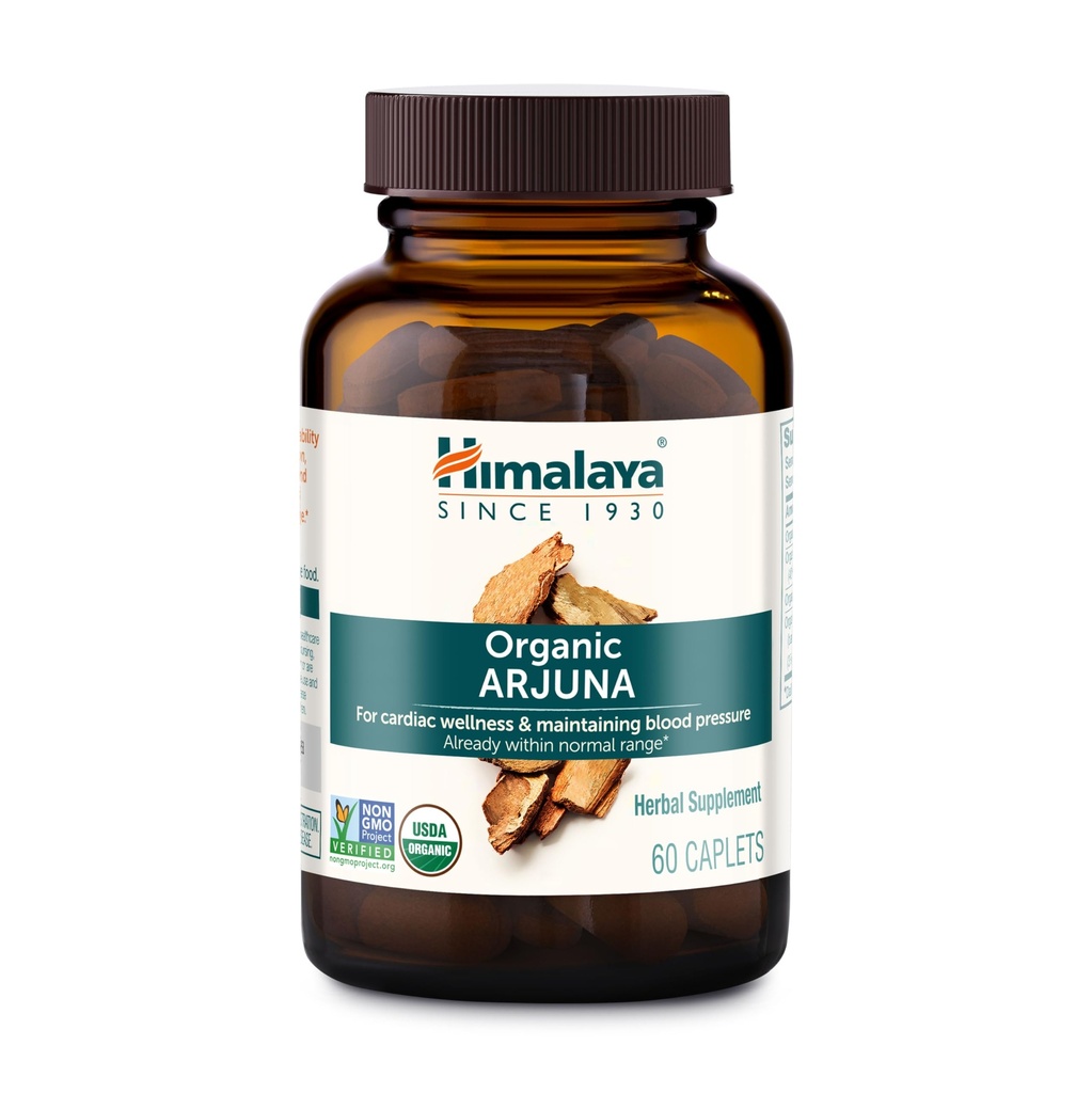 Himalaya Organic Arjuna, 60 Day Supply - φυτικό συμπλήρωμα που υποστηρίζει την υγεία της καρδιάς και την κανονική πίεση του αίματος - USDA Organic, Vegan, Non-GMO, Gluten Free, 700 mg, 60 Caplets