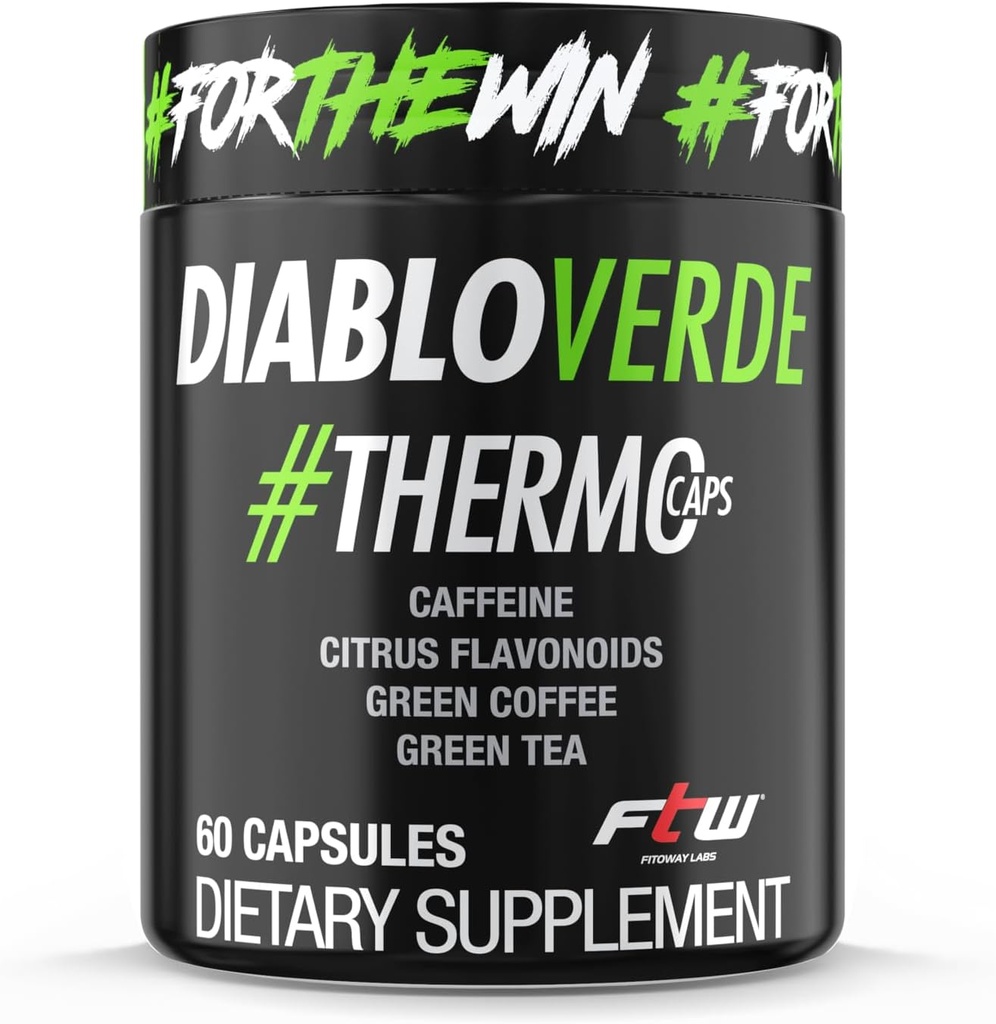 Diablo Verde Thermo Caps - 395mg Caffeine, Citrus, Green Coffee, Green Tea - 60 Capsules, 60 Servings
