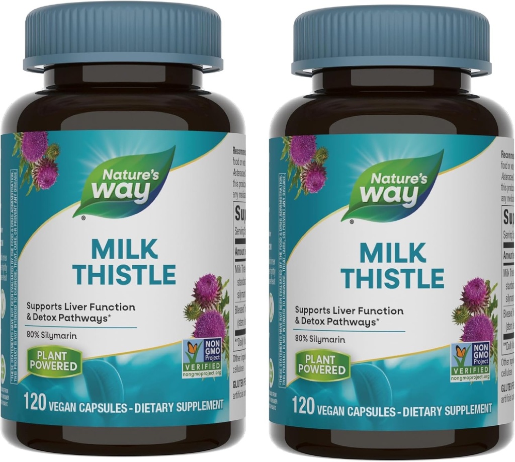 Nature's Way Milk Butle, Supports Liver Function and Detoxification Pathways*, 175 mg Milk Thistle Tohum Ekstraksiyon başına% 80 Silymarin'a standartlaşmıştır, 120 Capsules (Pazar Mayıs Vary) - 2 Pack