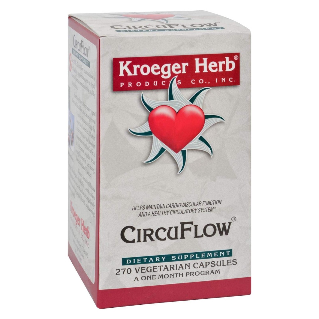Kroeger Herb Ürünleri, Circu Flow, Hawthorn Supplement for Heart Support, Daily Circulation Supplement, Cardiovascular Function with Hawthorn Berry, Non-GMO, 270 Capsules, USA