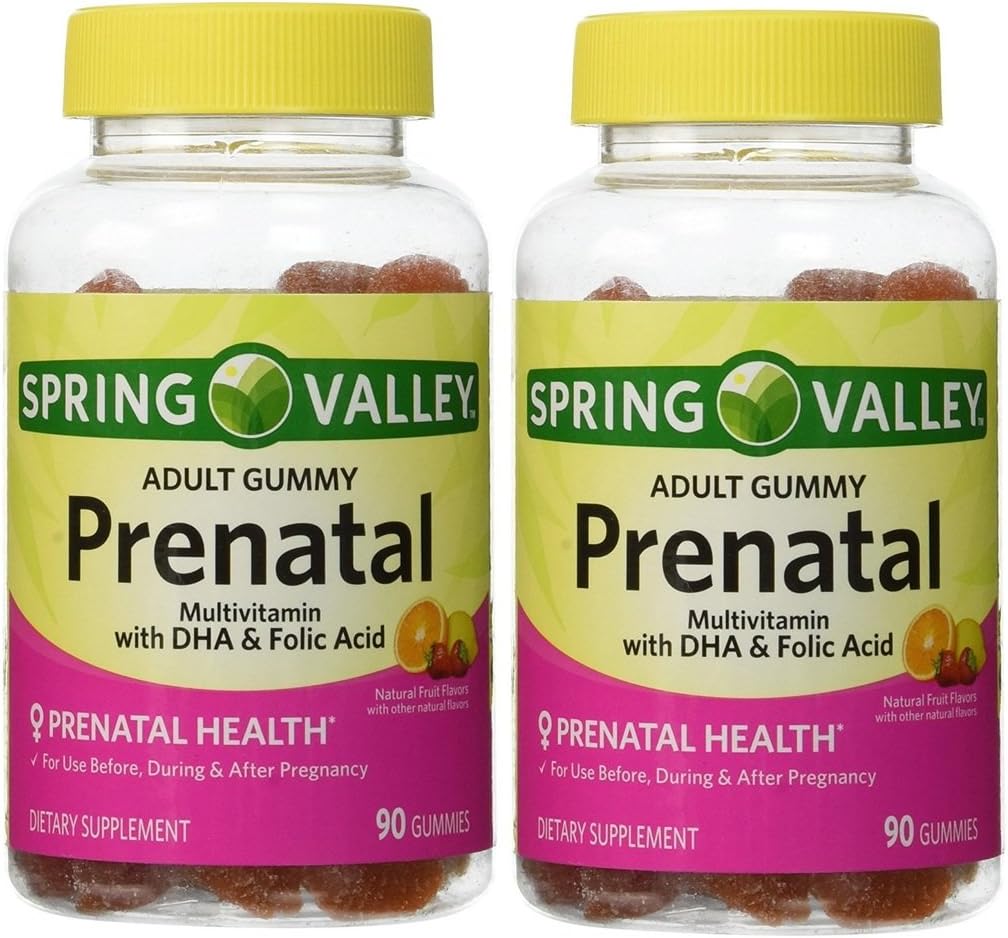 Spring Valley Yetişkin Gummy Prenatal Multivitamin with DHA & Folic Acid (Pack of 2) 180 Gummies Total Total
