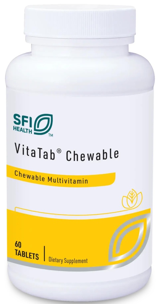 Klaire Labs SFI Health VitaTab Chewable - Çocuklar ve Yetişkinler için 24 Vital Nutrients, Natural Cherry-Orange Flavor, Yapay Renkler, Flavors veya Preservatives (60 Tablet)