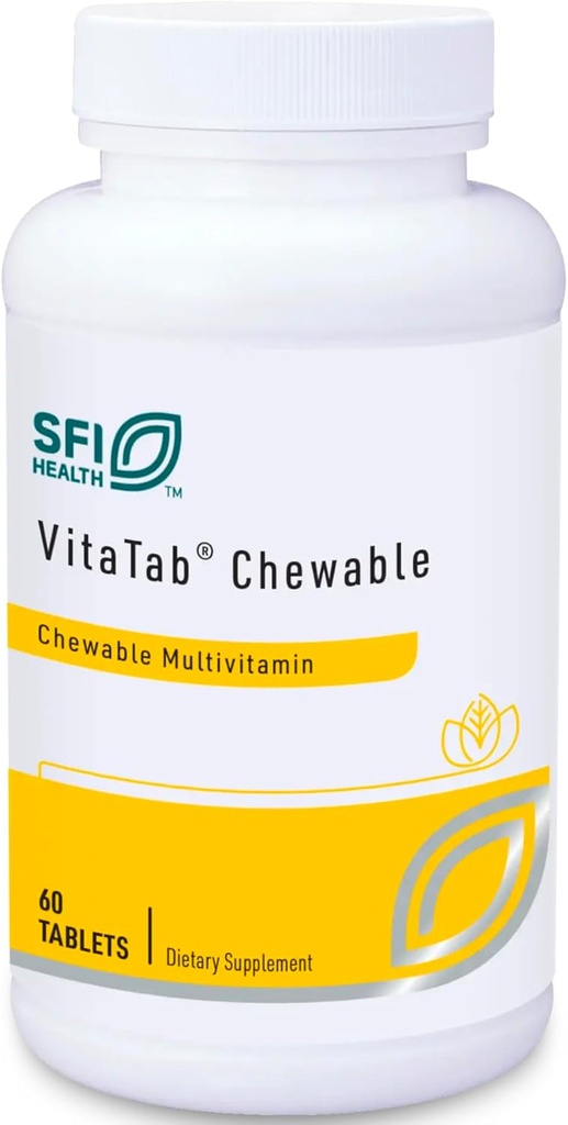 Klaire Labs SFI Health VitaTab Chewable - Πολυβιταμίνη με 24 ζωτικά θρεπτικά συστατικά για παιδιά & ενήλικες, φυσική γεύση κεράσι-πορτοκαλί, χωρίς τεχνητά χρώματα, γεύσεις, ή συντηρητικά (60 δισκία)