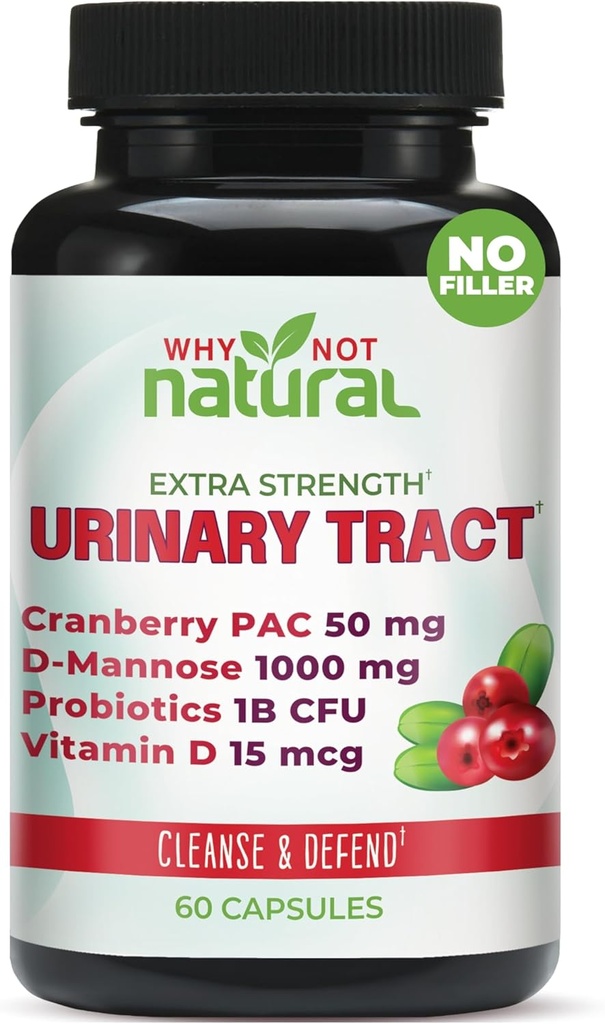 Neden D Mannose ile Doğal 5in-1 UTI Pills, Cranberry PAC Ekstraksiyon, Probiyotikler ve D Vitamini - Kadınlar ve Erkekler için Urinary Health Formula