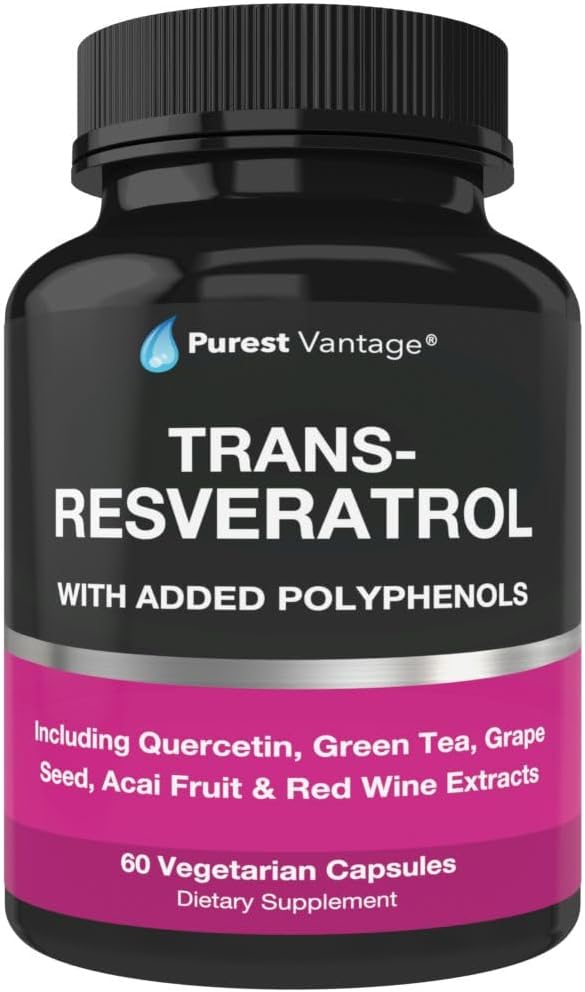 Resveratrol Tamam - Trans Resveratrol, Quercetin, Grape Tohum, Yeşil Çay, Acai ve Red Wine Extract - 60 Veggie Capsules