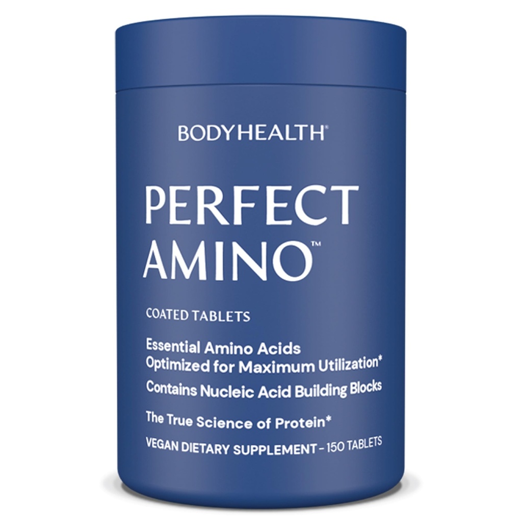 BodyHealth PerfectAmino (150 ct) Swallow Tabletlerine Kolay, Essential Amino Asits Supplement with BCAAs, Vegan Protein for Pre/Post Workout & Muscle Recovery with Lysine, Tryptophan, Leucine, Methionine