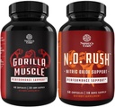 Bundle of Extra Strength Testosterone Booster with Horny Goat Weed Maca Root Tongkat Ali & Saw Palmetto Extract & Nitric Oxide Pills for Men with L-Arginine L-Citrulline Amino Acids for Muscle Growth